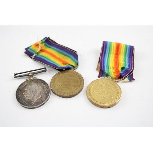 573 - Three WW1 War & Victory Medals, War 5101 Pte W.F Cooper Oxford & Bucks LI Etc