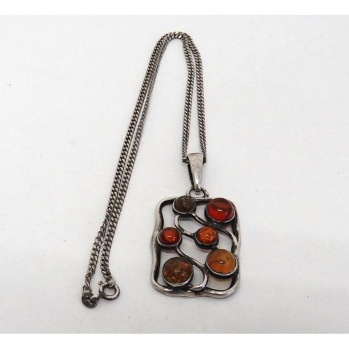 238 - Silver and amber necklace