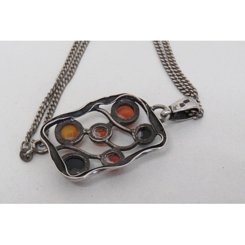 238 - Silver and amber necklace