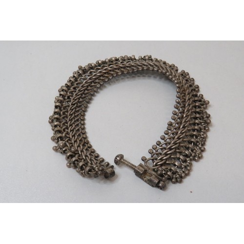 83 - Antique Tribal Ethnic Silver anklet with screw pin opening.