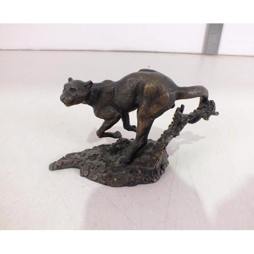 142 - Small Signed bronze big cat