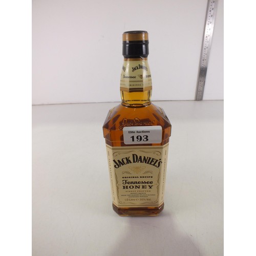 193 - Jack Daniels Honey whisky 1Litre bottle.