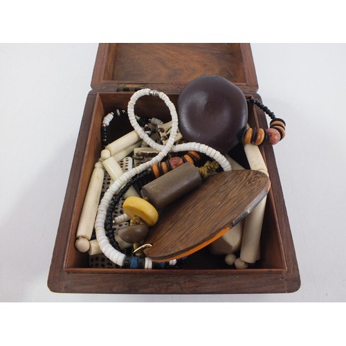 209 - Carved wooden jewellery box full of jewellery