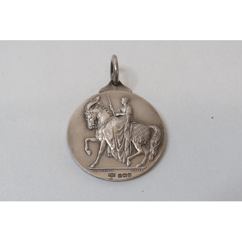 244 - Vintage Mappin & Webb 1929 Sterling Silver Shire Horse Society medal in original presentation box.