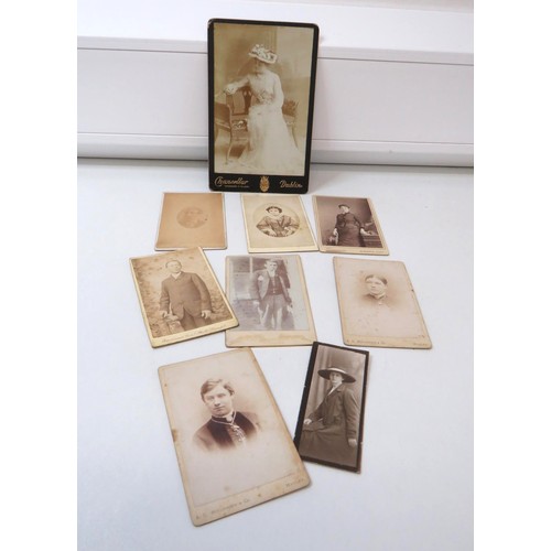 256 - Collection of nine antique cabinet portrait photographs