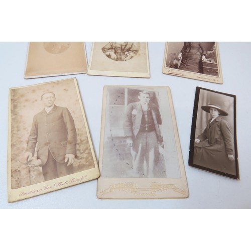 256 - Collection of nine antique cabinet portrait photographs