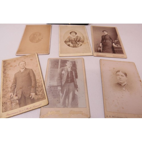 256 - Collection of nine antique cabinet portrait photographs