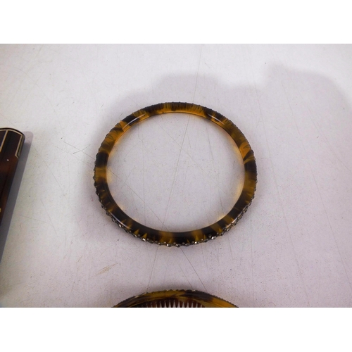 9 - Bakelite snake bracelet, one other and two cases