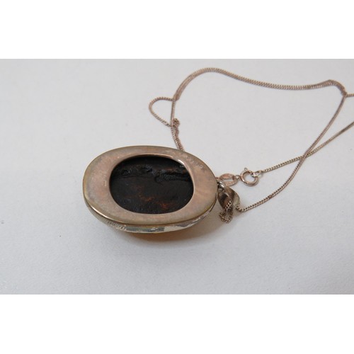 49 - Boxed 925 Silver Amber pendant necklace