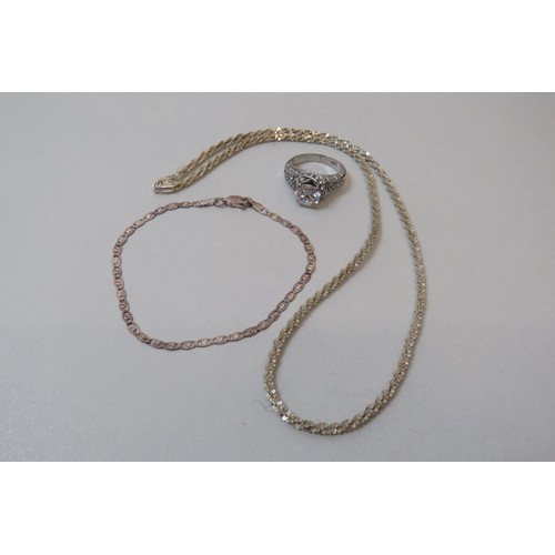 51 - 925 Silver Necklace, Bracelet and ring.