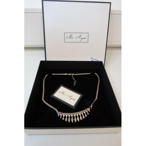 53 - Mio Argento 925 Sterling Silver fringe necklace - boxed.