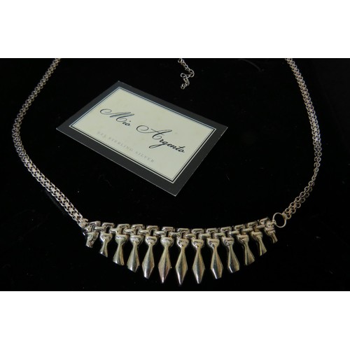 53 - Mio Argento 925 Sterling Silver fringe necklace - boxed.