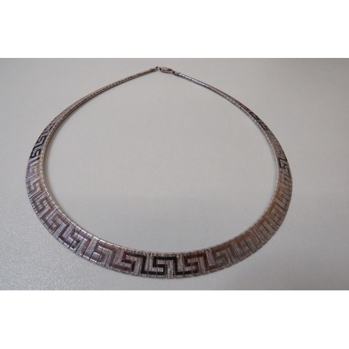 54 - 925 Sterling Silver Greek Key design collar necklace - boxed.