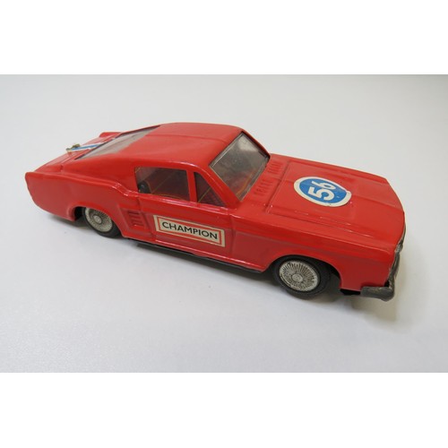 262 - Vintage toy cars to include Jouet Minialuxe Citreon DS, Clover toys Ford Mustang and two tinplate Fr... 