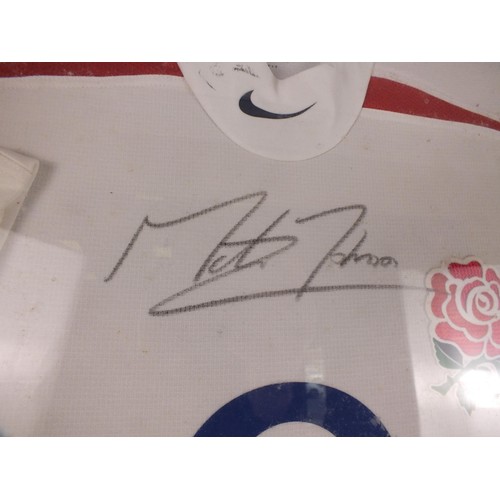 394 - Framed Martin Johnson world cup winning captain 2003 signed shirt- 59/100 with c.o.a