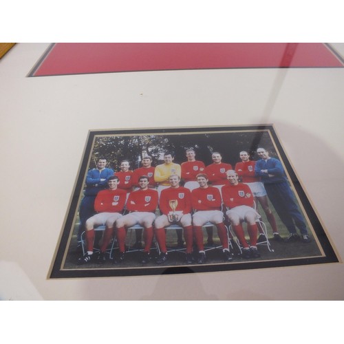 396 - Framed 1966 replica England shirt Autographed by Geoff Hurst and Martin Peters with C.O.A