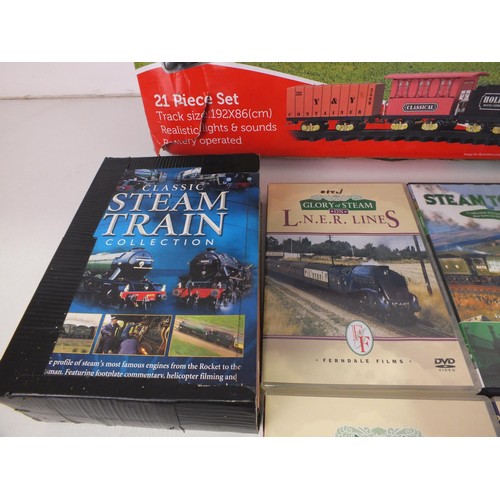 301 - Classic steam train set and railway DVD's- As found