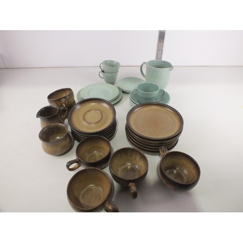 408 - Twenty piece Denby tea set and eleven piece woods ware tea set