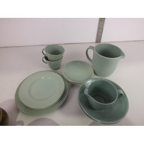 408 - Twenty piece Denby tea set and eleven piece woods ware tea set