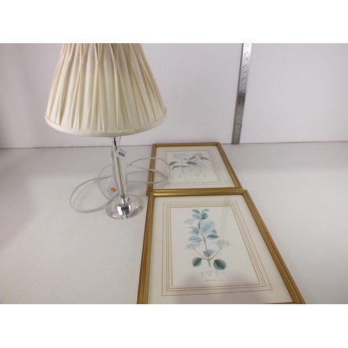 409 - Two Laura Ashley prints and a Laura Ashley table lamp