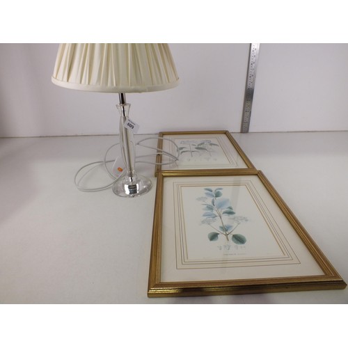 409 - Two Laura Ashley prints and a Laura Ashley table lamp