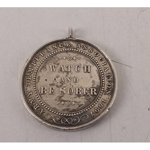 414 - 1897 India Army Temperance medal inscribed watch and be sober