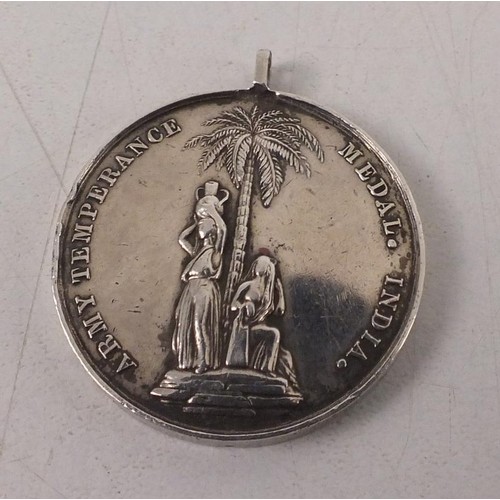 414 - 1897 India Army Temperance medal inscribed watch and be sober