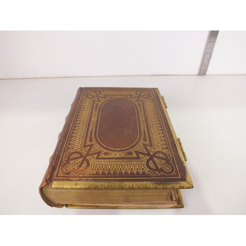 382 - Vintage brown's self interpreting family bible with metal gold gilt edging- as found