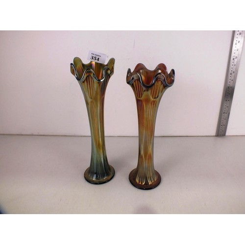 354 - A pair of Carnival glass vases, height 12