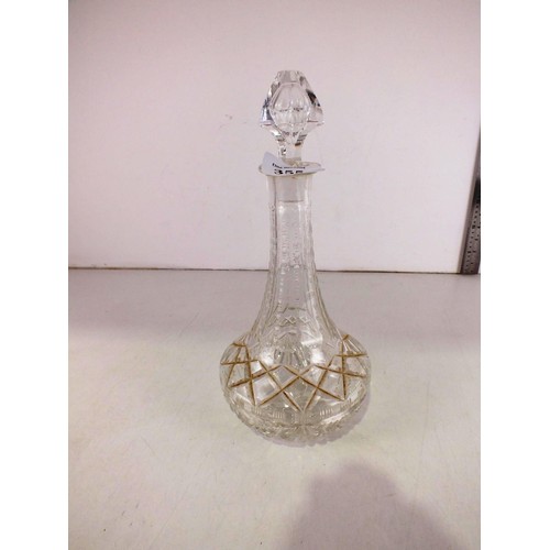 355 - Cut glass Decanter with stopper.