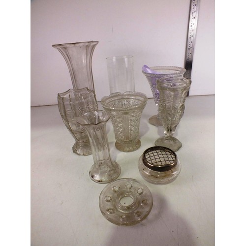 357 - Cut glass vases.