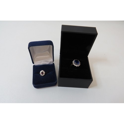 10 - True Diamonds 4ct sapphire ring and other gold coloured ring- total weight 8.3g