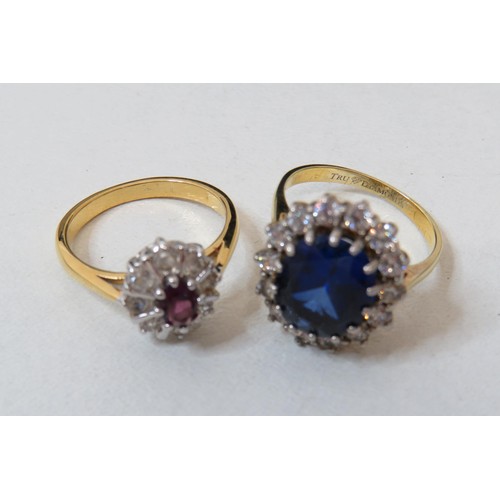 10 - True Diamonds 4ct sapphire ring and other gold coloured ring- total weight 8.3g