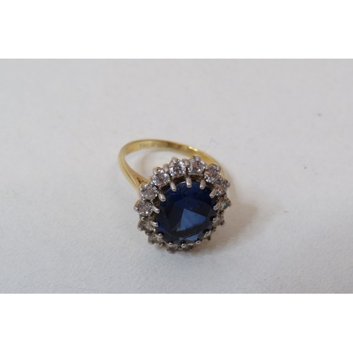 10 - True Diamonds 4ct sapphire ring and other gold coloured ring- total weight 8.3g