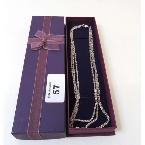 57 - 925 Silver three strand necklace - boxed.