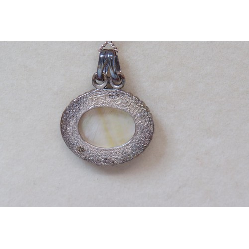 56 - Boxed 925 Silver Mother of pearl pendant necklace.