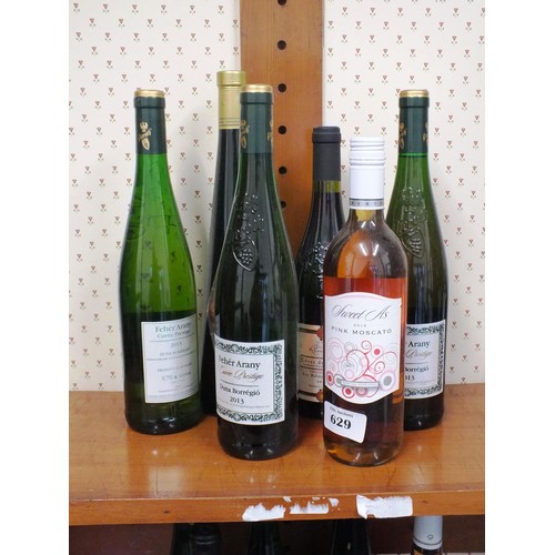 629 - Six bottles of alcohol including pieroth, vicomte etc