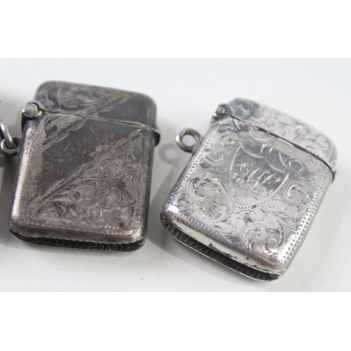 103 - 3 x Antique / Vintage .925 Sterling Silver Vesta / Match Cases (50g)