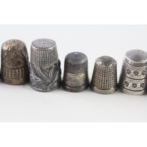 109 - 8 x Antique / Vintage Hallamrked .925 Sterling Silver Thimbles Inc Victorian 36g