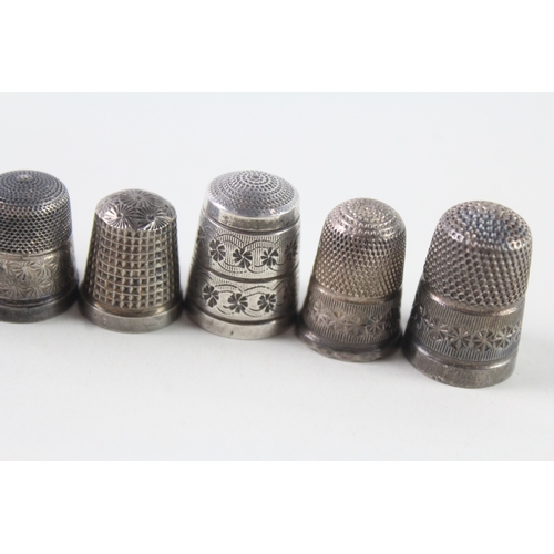 109 - 8 x Antique / Vintage Hallamrked .925 Sterling Silver Thimbles Inc Victorian 36g