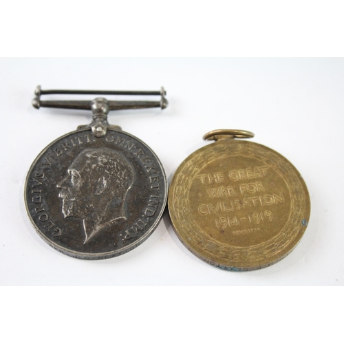 113 - WW1 Medal Pair 186732 Spr J.D Clayton RE x 2