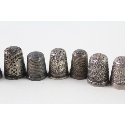 114 - 8 x Antique / Vintage Hallamrked .925 Sterling Silver Thimbles Inc Victorian 32g