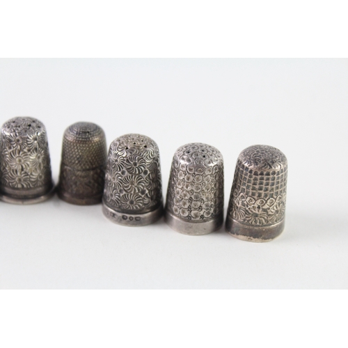 114 - 8 x Antique / Vintage Hallamrked .925 Sterling Silver Thimbles Inc Victorian 32g