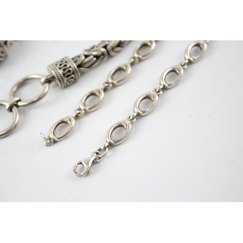 16 - Three Sterling Silver Bracelets inc. Textured, Byzantine 94g