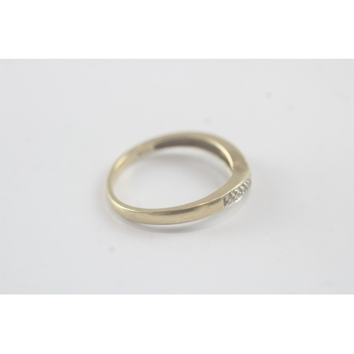 3 - 9ct gold diamond set wishbone band ring (1.8g)- Size N