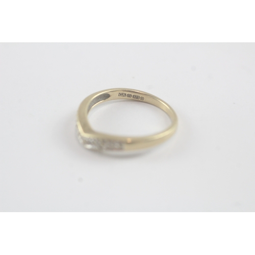 3 - 9ct gold diamond set wishbone band ring (1.8g)- Size N