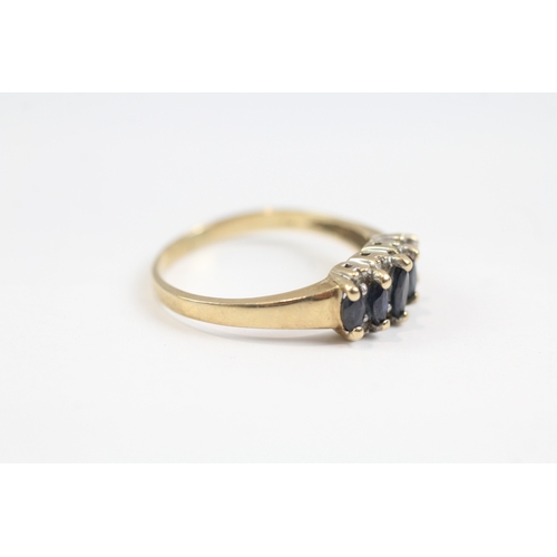 73 - 9ct gold diamond and sapphire set dress ring (2.4g)- Size P