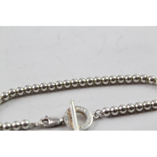 78 - Tiffany & Co Sterling Silver Beaded Bracelet with Faux Toggle Clasp 6g