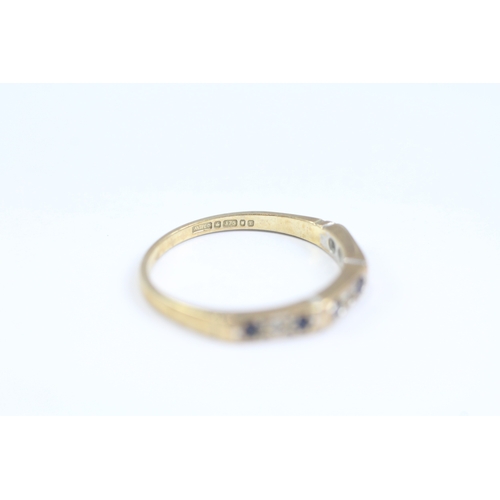 81 - 9ct gold diamond and sapphire set eternity ring (1.4g)- Size L