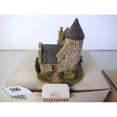 106 - Five boxed Lilliput lane figures including pear tree house, creel cottage, pretty as a picture and l... 